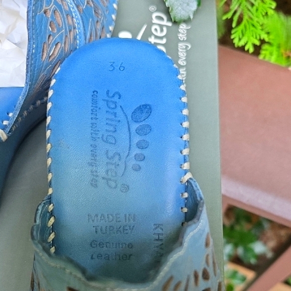 Spring Step Blue Laser-Cut Mules - Picture 3 of 8